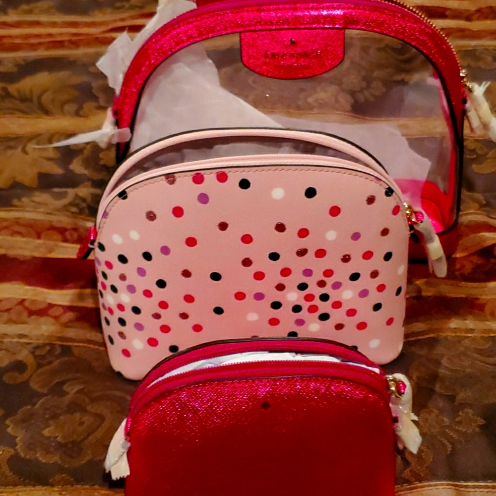 Kate spade HOST PICK gorgeous glimmer 3 makeup bags sold out dust cover